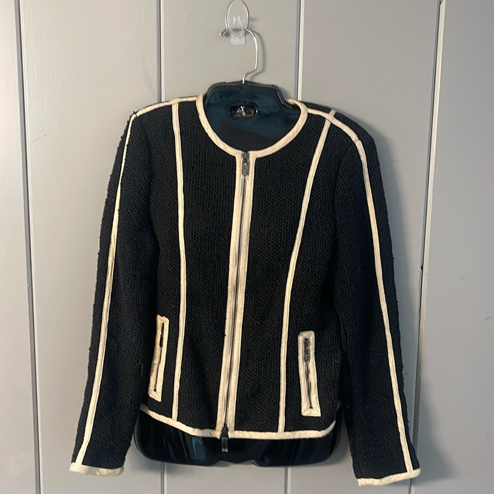 Worth New York Jacket Black Wool Blend Textured Old Money Quiet Luxury Vintage